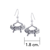 Blue Crab Hook Earrings TE490 - DiveSilver Jewelry
